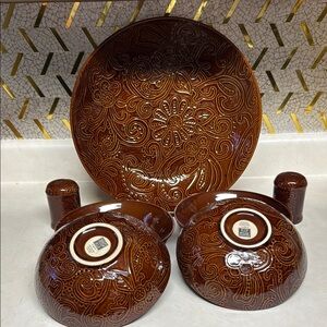 Artisan Floral Ceramic Dinnerware Set/7 Pieces